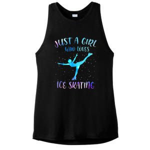 Just A Girl Who Loves Ice Skating Figure Skate Skater Ladies PosiCharge Tri-Blend Wicking Tank