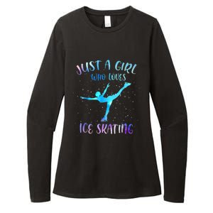 Just A Girl Who Loves Ice Skating Figure Skate Skater Womens CVC Long Sleeve Shirt