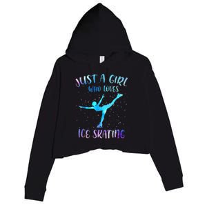 Just A Girl Who Loves Ice Skating Figure Skate Skater Crop Fleece Hoodie