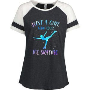 Just A Girl Who Loves Ice Skating Figure Skate Skater Enza Ladies Jersey Colorblock Tee