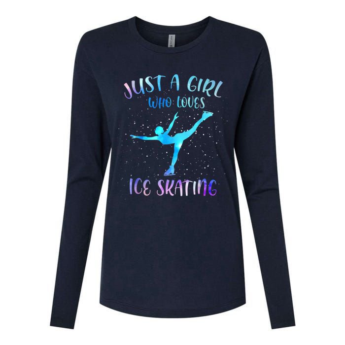 Just A Girl Who Loves Ice Skating Figure Skate Skater Womens Cotton Relaxed Long Sleeve T-Shirt