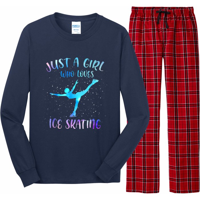 Just A Girl Who Loves Ice Skating Figure Skate Skater Long Sleeve Pajama Set