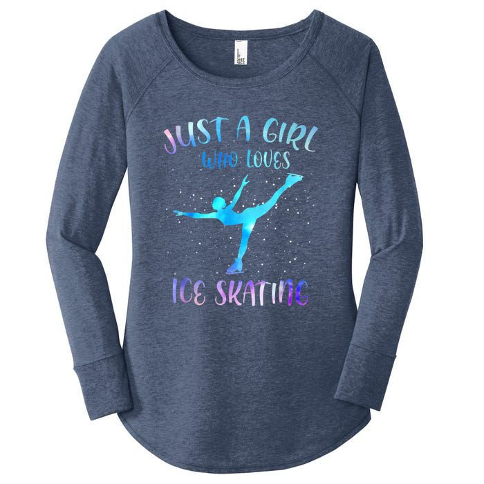 Just A Girl Who Loves Ice Skating Figure Skate Skater Women's Perfect Tri Tunic Long Sleeve Shirt