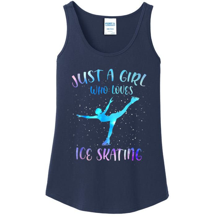 Just A Girl Who Loves Ice Skating Figure Skate Skater Ladies Essential Tank