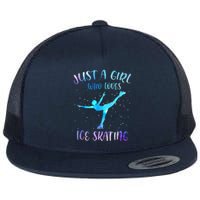 Just A Girl Who Loves Ice Skating Figure Skate Skater Flat Bill Trucker Hat