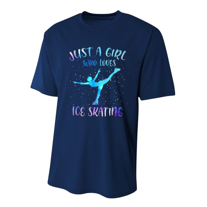 Just A Girl Who Loves Ice Skating Figure Skate Skater Performance Sprint T-Shirt