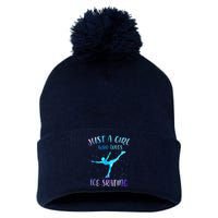 Just A Girl Who Loves Ice Skating Figure Skate Skater Pom Pom 12in Knit Beanie