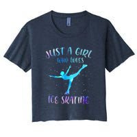 Just A Girl Who Loves Ice Skating Figure Skate Skater Women's Crop Top Tee