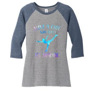 Just A Girl Who Loves Ice Skating Figure Skate Skater Women's Tri-Blend 3/4-Sleeve Raglan Shirt