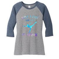 Just A Girl Who Loves Ice Skating Figure Skate Skater Women's Tri-Blend 3/4-Sleeve Raglan Shirt