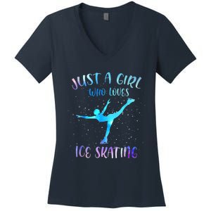 Just A Girl Who Loves Ice Skating Figure Skate Skater Women's V-Neck T-Shirt