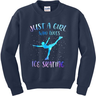 Just A Girl Who Loves Ice Skating Figure Skate Skater Kids Sweatshirt