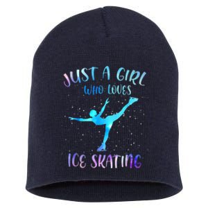 Just A Girl Who Loves Ice Skating Figure Skate Skater Short Acrylic Beanie