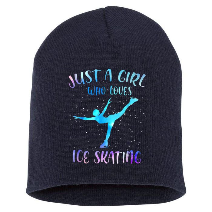 Just A Girl Who Loves Ice Skating Figure Skate Skater Short Acrylic Beanie