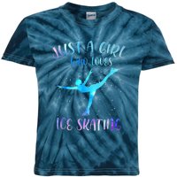 Just A Girl Who Loves Ice Skating Figure Skate Skater Kids Tie-Dye T-Shirt