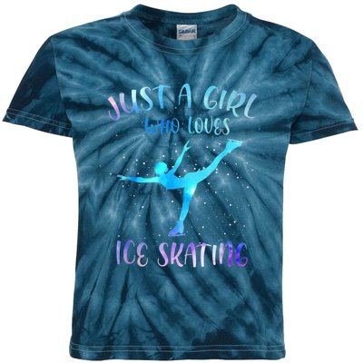 Just A Girl Who Loves Ice Skating Figure Skate Skater Kids Tie-Dye T-Shirt