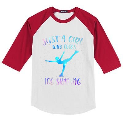 Just A Girl Who Loves Ice Skating Figure Skate Skater Kids Colorblock Raglan Jersey