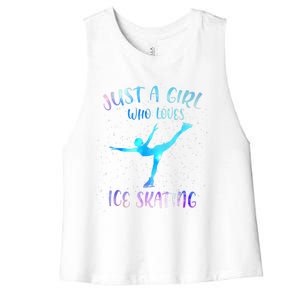 Just A Girl Who Loves Ice Skating Figure Skate Skater Women's Racerback Cropped Tank