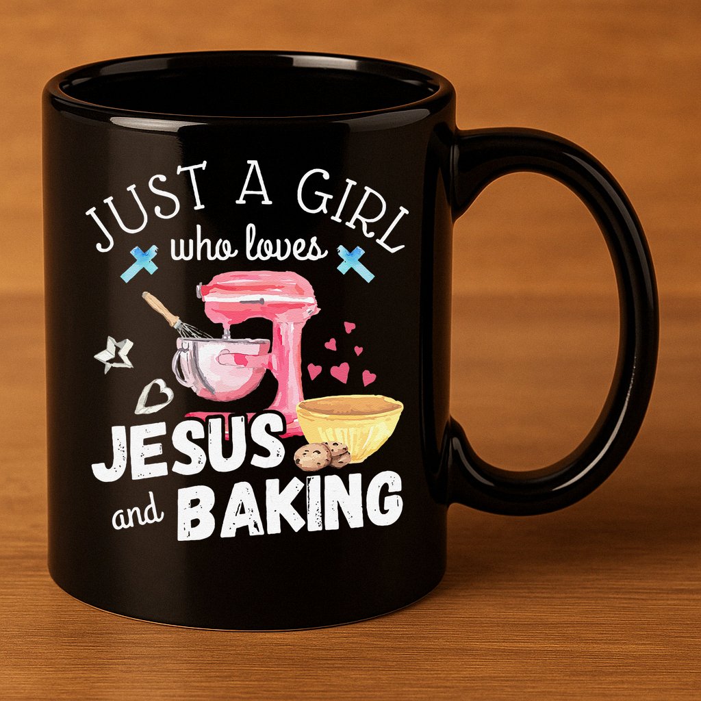 Just A Girl Who Loves Jesus And Baking Funny Christian 11oz C Handle Ceramic Mug