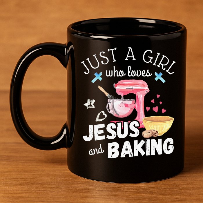 Just A Girl Who Loves Jesus And Baking Funny Christian 11oz C Handle Ceramic Mug