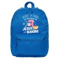 Just A Girl Who Loves Jesus And Baking Funny Christian 16 in Basic Backpack