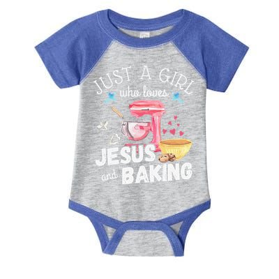 Just A Girl Who Loves Jesus And Baking Funny Christian Infant Baby Jersey Bodysuit