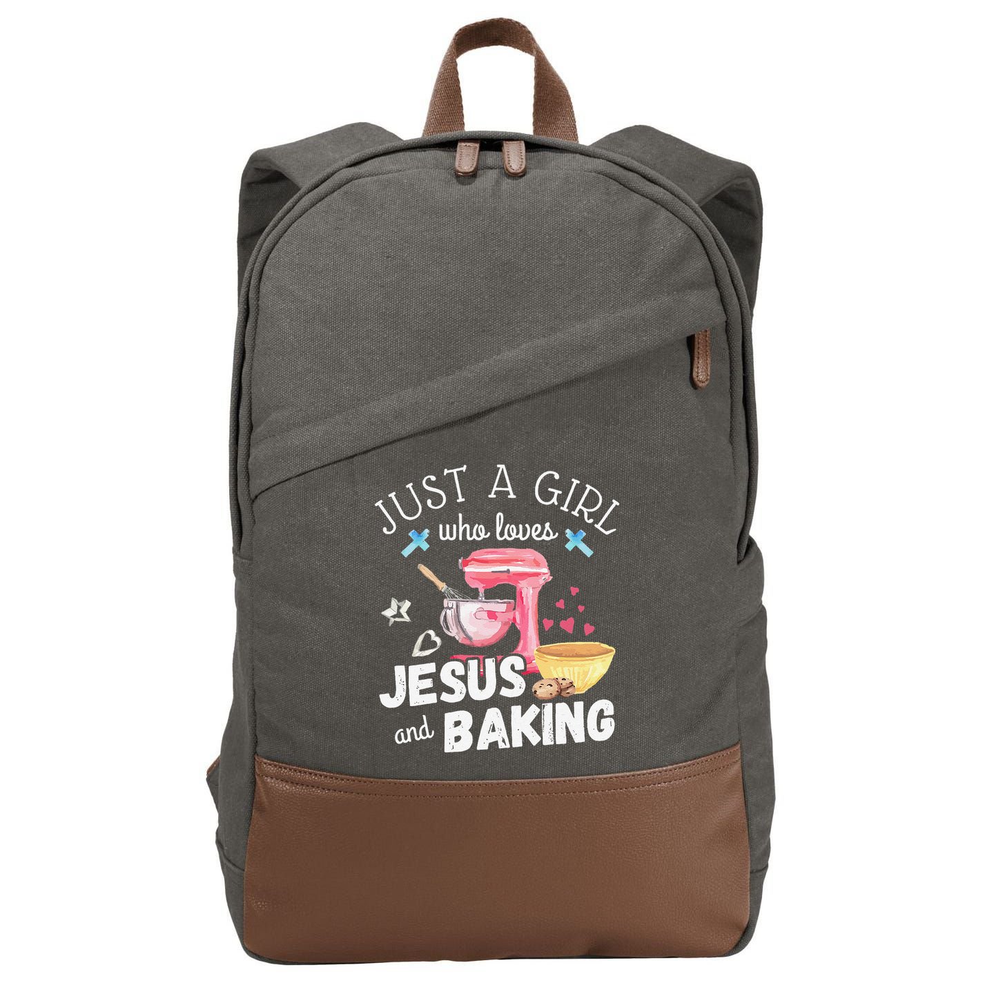 Just A Girl Who Loves Jesus And Baking Funny Christian Cotton Canvas Backpack