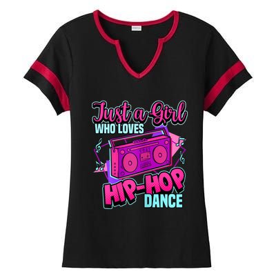 Just A Girl Who Loves Hiphop Dance Breakdance Dancing Ladies Halftime Notch Neck Tee