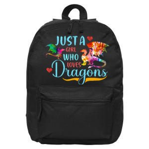 Just A Girl Who Loves Dragons Women Girl Colorful Dragon 16 in Basic Backpack