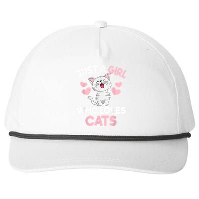 Just A Girl Who Loves Cats Cat Lover Cute Cat Kitty Snapback Five-Panel Rope Hat