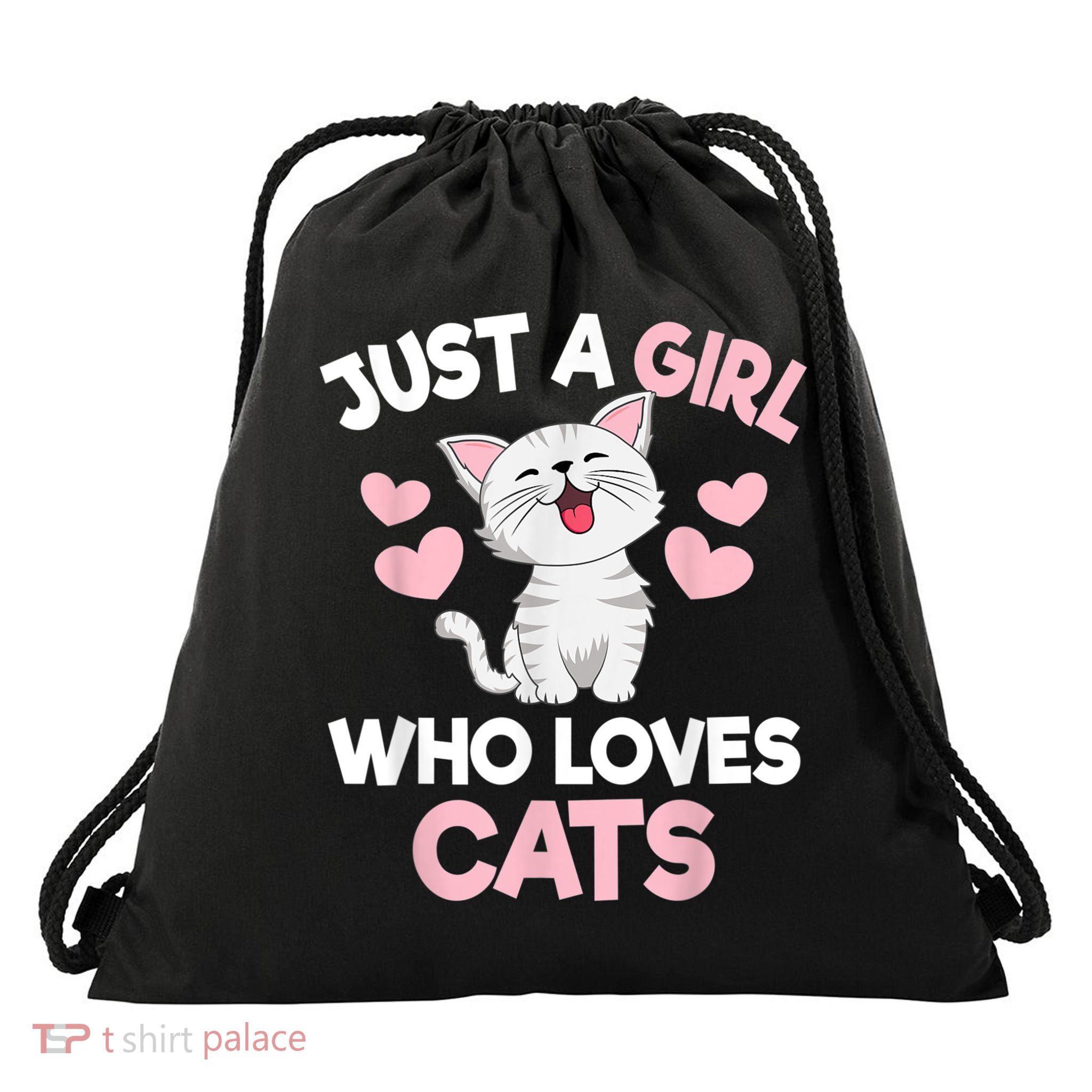 Just A Girl Who Loves Cats Cat Lover Cute Cat Kitty Drawstring Bag