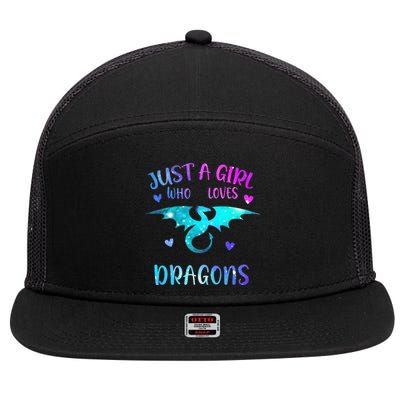 Just A Girl Who Loves Dragons  7 Panel Mesh Trucker Snapback Hat