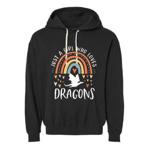 Just A Girl Who Loves Dragons Rainbow Gifts For Dragon Lover Garment-Dyed Fleece Hoodie