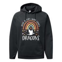 Just A Girl Who Loves Dragons Rainbow Gifts For Dragon Lover Performance Fleece Hoodie