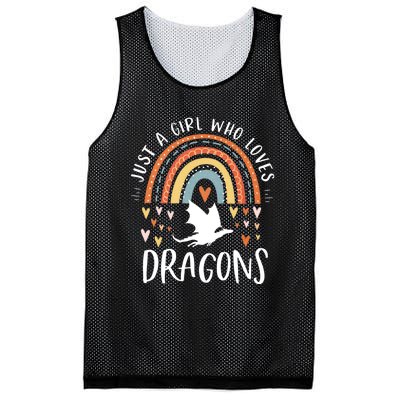 Just A Girl Who Loves Dragons Rainbow Gifts For Dragon Lover Mesh Reversible Basketball Jersey Tank