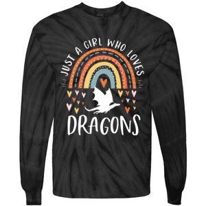 Just A Girl Who Loves Dragons Rainbow Gifts For Dragon Lover Tie-Dye Long Sleeve Shirt