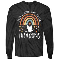 Just A Girl Who Loves Dragons Rainbow Gifts For Dragon Lover Tie-Dye Long Sleeve Shirt