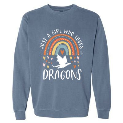 Just A Girl Who Loves Dragons Rainbow Gifts For Dragon Lover Garment-Dyed Sweatshirt