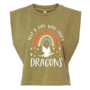 Just A Girl Who Loves Dragons Rainbow Gifts For Dragon Lover Garment-Dyed Women's Muscle Tee