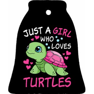 Just A Girl Who Loves Turtles Ocean Animal Cute Sea Turtle Ceramic Bell Ornament