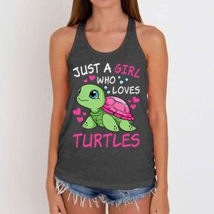 Just A Girl Who Loves Turtles Ocean Animal Cute Sea Turtle Women's Knotted Racerback Tank