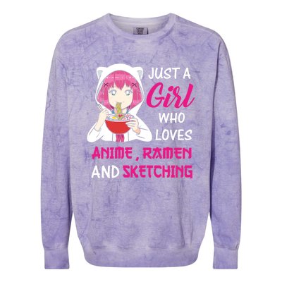 Just A Girl Who Loves Anime Ra And Sketching Teen Girl Colorblast Crewneck Sweatshirt