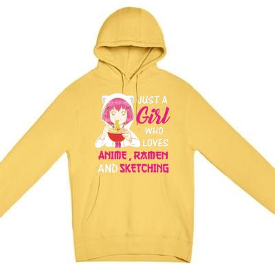 Just A Girl Who Loves Anime Ra And Sketching Teen Girl Premium Pullover Hoodie