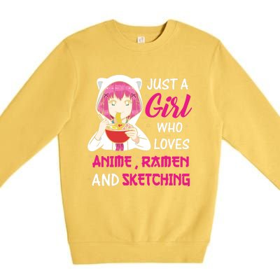 Just A Girl Who Loves Anime Ra And Sketching Teen Girl Premium Crewneck Sweatshirt