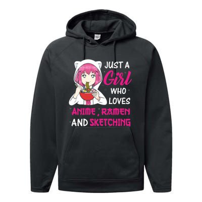 Just A Girl Who Loves Anime Ra And Sketching Teen Girl Performance Fleece Hoodie