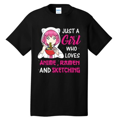 Just A Girl Who Loves Anime Ra And Sketching Teen Girl Tall T-Shirt