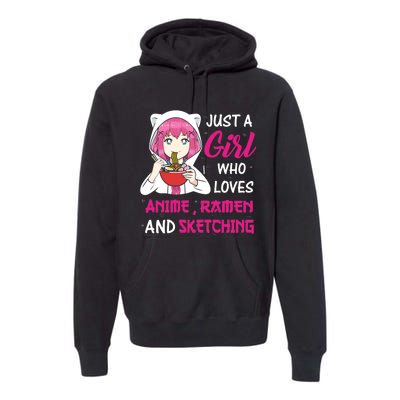 Just A Girl Who Loves Anime Ra And Sketching Teen Girl Premium Hoodie