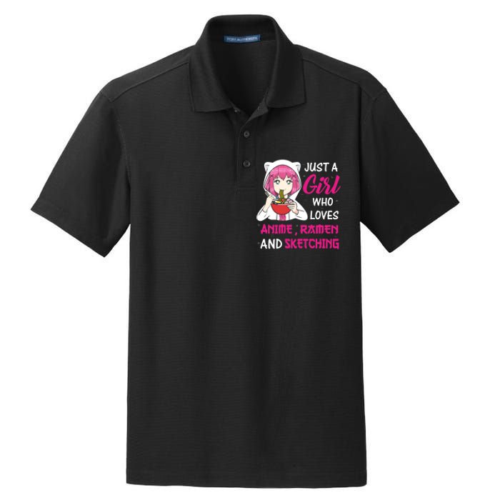 Just A Girl Who Loves Anime Ra And Sketching Teen Girl Dry Zone Grid Polo