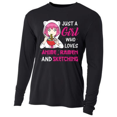 Just A Girl Who Loves Anime Ra And Sketching Teen Girl Cooling Performance Long Sleeve Crew