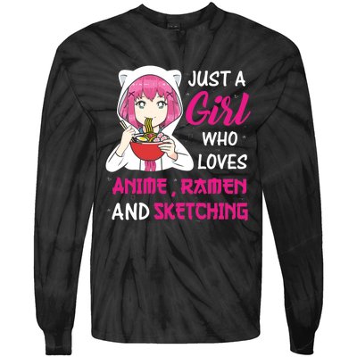 Just A Girl Who Loves Anime Ra And Sketching Teen Girl Tie-Dye Long Sleeve Shirt